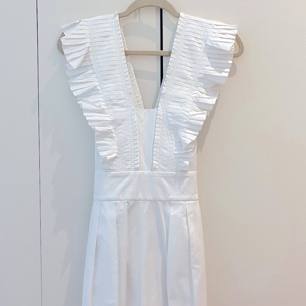 Tibi Flamenco Pleated Cotton Culottes Jumpsuit - Picture 5 of 12